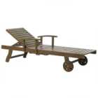 Beliani Acacia Wood Reclining Sun Lounger Dark AMANTEA