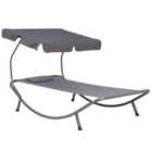 Beliani Steel Garden Sun Lounger Grey TERNO