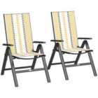 Outsunny 2PCs Rattan Folding Chair w/ 5-Position Adjustable Backrest, Orange