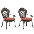 Beliani Set of 2 Garden Chairs with Cushions LIZZANO Metal Dark Brown
