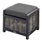 Norfolk Collection Langham Stool - Anthracite Frame - Beige/Grey Wicker - Charcoal Cushion