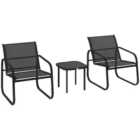 Outsunny Garden Bistro Set, Metal Garden Furniture Set with Mesh Chairs