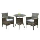 Home Garden Direct Judas 2-Seater Garden Round Rattan Bistro Set -Grey