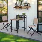 SUNJOY 3 Piece Patio Bistro Set with shelf, Patio Conversation Set with Folding Table & Chair and Stroage Space ,Garden Furniture Sets for 2.