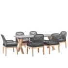Beliani Garden Dining Set 6 Seater Olbia With Cushions Concrete Black