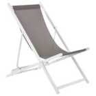 Beliani Folding Deck Chair Grey and White LOCRI II