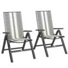 Outsunny 2PCs Rattan Folding Chair w/ 5-Position Adjustable Backrest, Grey