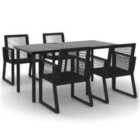 vidaXL 5 Piece Garden Dining Set Black PVC Rattan