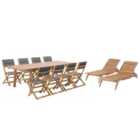 Beliani Garden Dining Set With Loungers 8 Seater Cesana Acacia Wood Light Brown