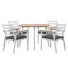 Beliani Garden Dining Set 4 Seater Cavoli With Cushions Metal Grey