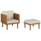 Beliani Garden Armchair with Ottoman BARATTI Acacia Wood Brown