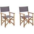 Beliani Set of 2 Garden Chairs CINE Acacia Wood Grey