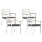 Beliani Set of 4 Garden Chairs with Cushions CAVOLI Metal Grey