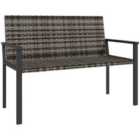 Outsunny Rattan Garden Bench Loveseat with Quick-Drying Padding, Mixed Grey