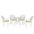 Beliani Garden Dining Set 4 Seater Ancona With Cushions Metal White