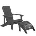 Beliani Garden Chair ADIRONDACK with Footstool Dark Grey