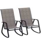 Outsunny 2PCS Garden Rocking Chairs with Armrests, High Back, Light Brown