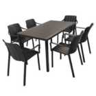 NARDI CUBE Dining Table with 6 TIBERINA ARMCHAIR Set Anthracite