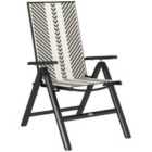 Outsunny Rattan Folding Chair w/ 5-Position Adjustable Backrest, Black