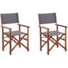 Beliani Set of 2 Garden Chairs CINE Acacia Wood Grey
