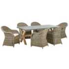 Beliani Garden Dining Set 6 Seater Susua/Olbia With Cushions Concrete Light Brown
