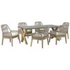 Beliani Garden Dining Set 6 Seater Olbia With Cushions Concrete Beige