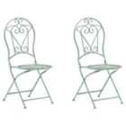 Beliani Set of 2 Garden Chairs TRENTO Metal Light Green