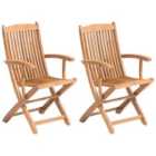 Beliani Set of 2 Garden Chairs MAUI Acacia Wood Light Brown