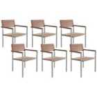 Beliani Set of 6 Garden Chairs VIAREGGIO Wood Brown