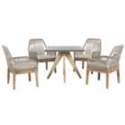 Beliani Garden Dining Set 4 Seater Olbia With Cushions Concrete Beige