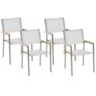 Beliani Set of 4 Garden Chairs GROSSETO Stainless Steel White