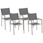 Beliani Set of 4 Garden Chairs GROSSETO Stainless Steel Grey