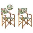 Beliani Set of 2 Garden Chairs CINE Acacia Wood Pink