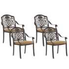 Beliani Set of 4 Garden Chairs with Cushions SALENTO Metal Dark Brown