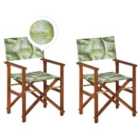 Beliani Set of 2 Garden Chairs CINE Acacia Wood Light Green