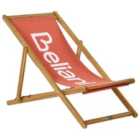 Beliani Acacia Folding Deck Chair Light Wood with Red ANZIO