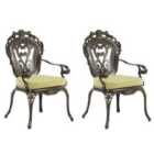 Beliani Set of 2 Garden Chairs with Cushions SAPRI Metal Dark Brown