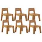 Beliani Set of 6 Garden Chairs LIVORNO Acacia Wood Brown