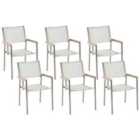 Beliani Set of 6 Garden Chairs GROSSETO Stainless Steel White