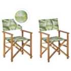 Beliani Set of 2 Garden Chairs CINE Acacia Wood Light Green