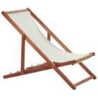 Beliani Folding Deck Chair and 2 Replacement Fabrics (Various Options) Dark Wood ANZIO