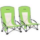Outsunny Set of 2 Folding Beach Chair, Camping Chair with Carry Bag, Green