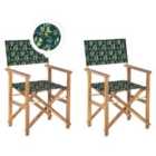 Beliani Set of 2 Garden Chairs CINE Acacia Wood Dark Green
