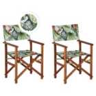 Beliani Set of 2 Garden Chairs CINE Acacia Wood Green