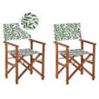 Beliani Set of 2 Garden Chairs CINE Acacia Wood Dark Brown