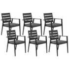Beliani Set of 6 Garden Chairs with Cushions TAVIANO Metal Black