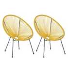 Beliani Set of 2 Garden Chairs ACAPULCO II PE Rattan Yellow