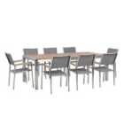 Beliani Garden Dining Set 8 Seater Grosseto Eucalyptus Wood Brown/ Grey