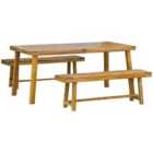 Outsunny 3 Pieces Garden Dining Set 4 Seater Acacia Wood Table and Loveseats