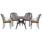 Beliani Garden Dining Set 4 Seater Salento With Cushions Metal Dark Brown